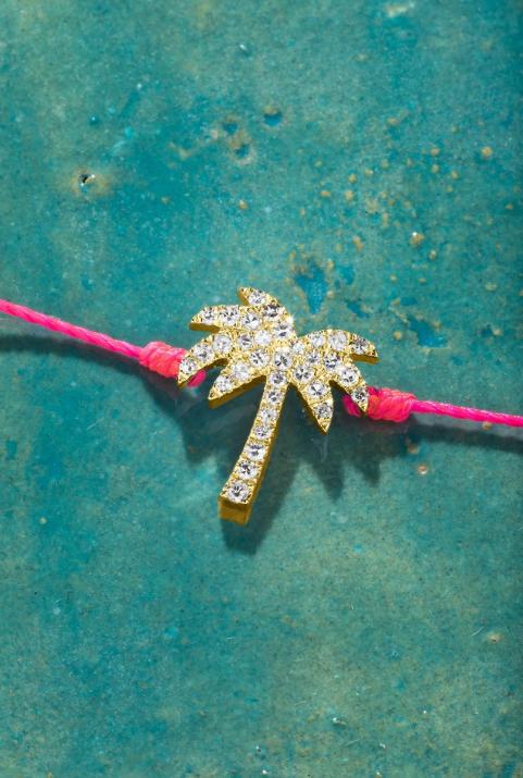 サニーデイズゴールドダイヤモンドパームツリーストリングブレスレット - Redline - 0++