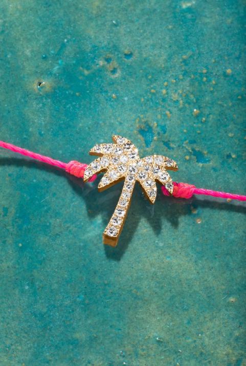 サニーデイズローズゴールドダイヤモンドパームツリーストリングブレスレット - Redline - 0++