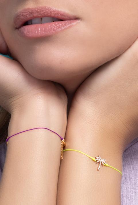 サニーデイズローズゴールドダイヤモンドパームツリーストリングブレスレット - Redline - 0++