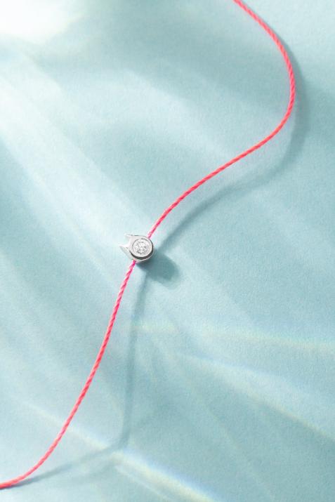 ミニピュアキャットダイヤモンドホワイトゴールドキャットストリングブレスレット - Redline - 0++