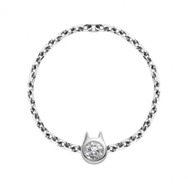 ミニピュアキャットホワイトゴールドチェーンリング - Redline - 0++