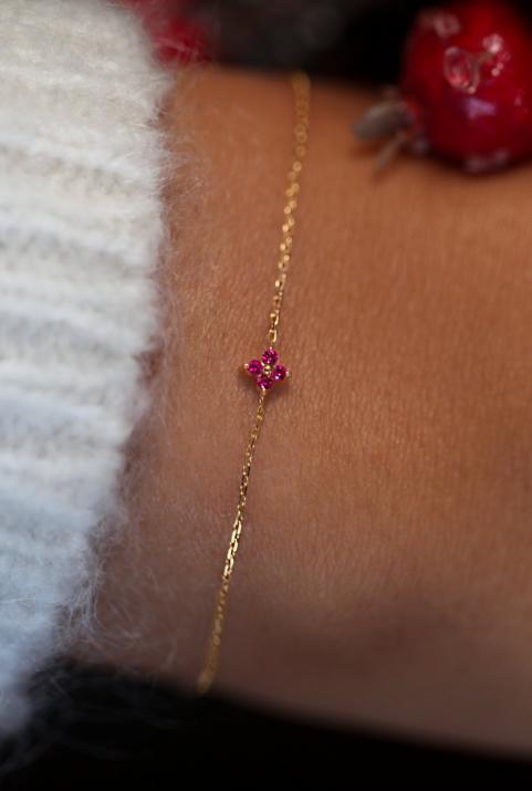 ブレスレット光沢のあるルビーチェーンイエローゴールド - Redline - 0++