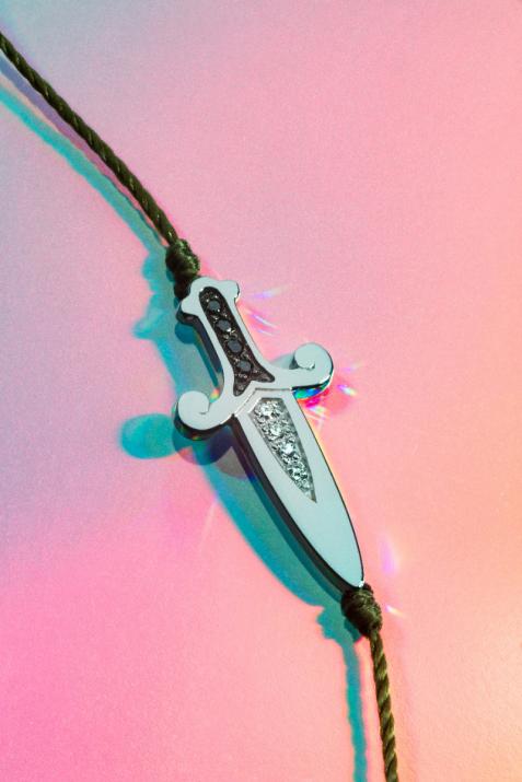 ブレスレットスレッドメンズホワイトゴールドをカットします - Redline - 0++