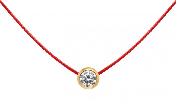 String necklace with 0.1ct diamond in yellow gold bezel setting - Redline - 0++