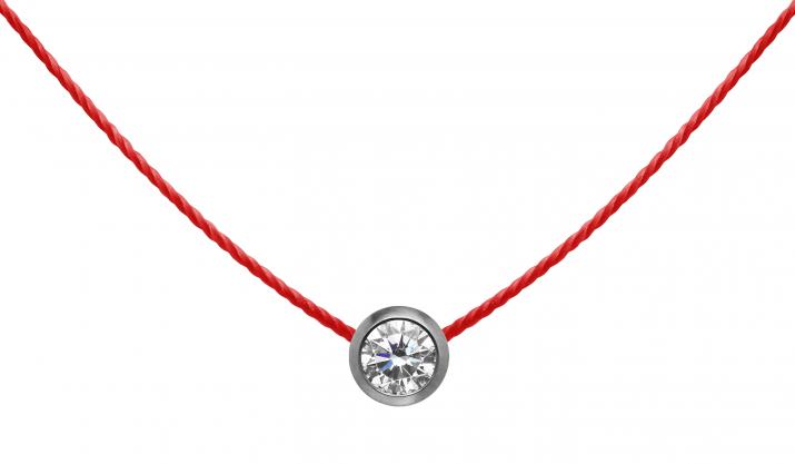 String necklace with 0.1ct diamond in black gold bezel setting - Redline - 0++
