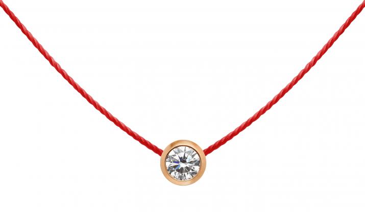 String necklace with 0.1ct diamond in rose gold bezel setting - Redline - 0++