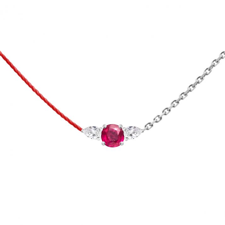 So Abby Rubis ハーフスレッド ハーフチェーン ネックレス 白金 - Redline