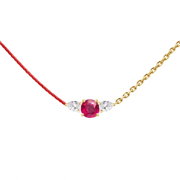 So Abby Rubis ハーフスレッド ハーフチェーン ネックレス イエローゴールド - Redline