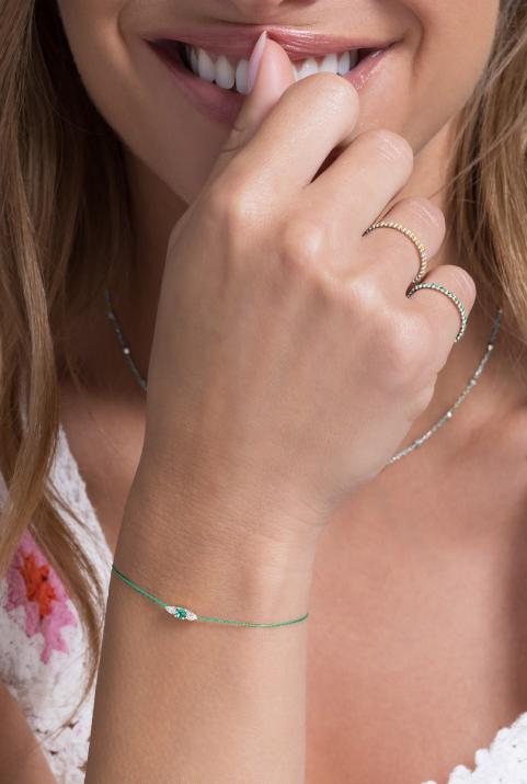 Abby émeraudeワイヤーブレスレット白金 - Redline - 0++