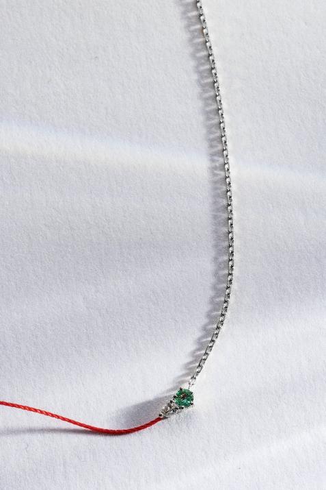 Abby Emeraude ハーフスレッド ハーフチェーン ネックレス 白金 - Redline - 0++