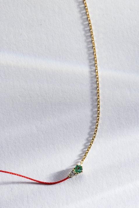 Abby Emeraude ハーフスレッド ハーフチェーン ネックレス イエローゴールド - Redline - 0++