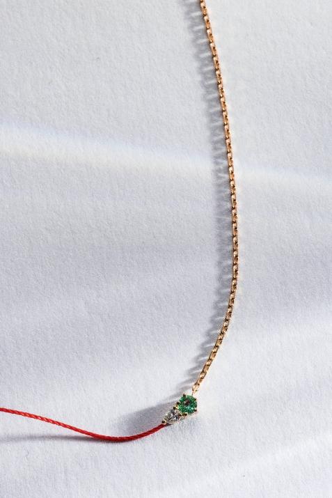 Abby Emeraude ハーフスレッド ハーフチェーン ネックレス ローズゴールド - Redline - 0++