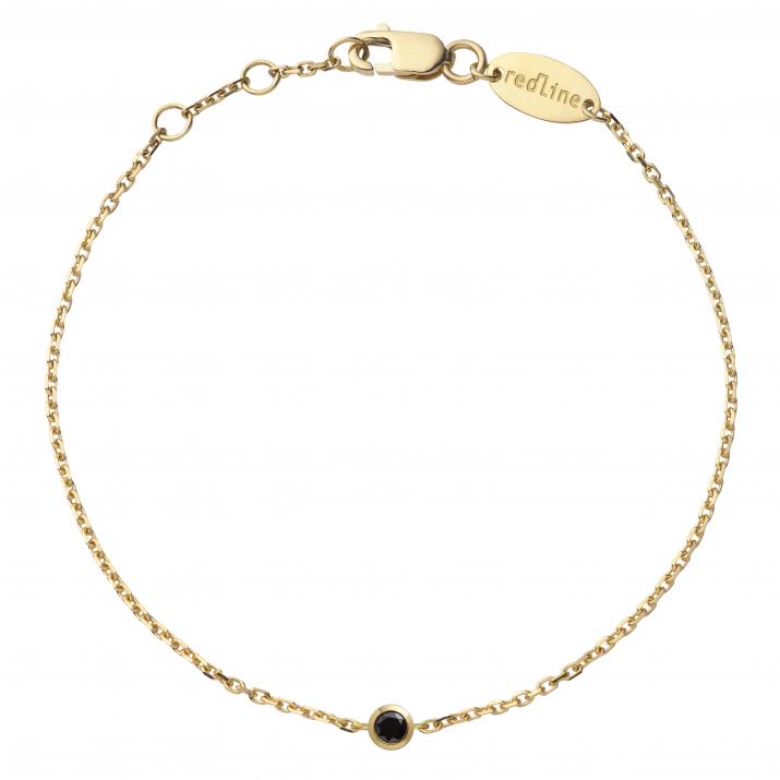 Chain bracelet with 0.1ct black diamond in yellow gold bezel setting - Redline - 0++