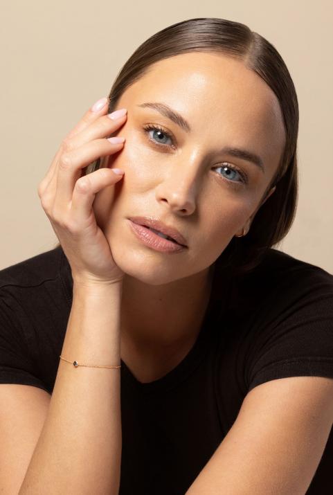 Chain bracelet with 0.1ct black diamond in rose gold bezel setting - Redline - 0++