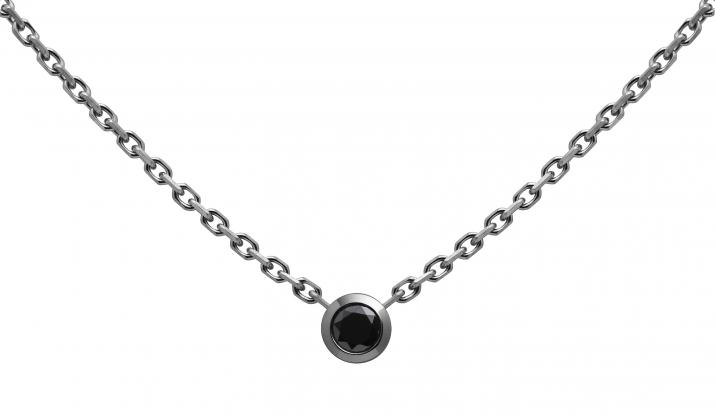 Chain Necklace For Women with 0.10ct Round Black Diamond in Black Gold Bezel Setting - Redline
