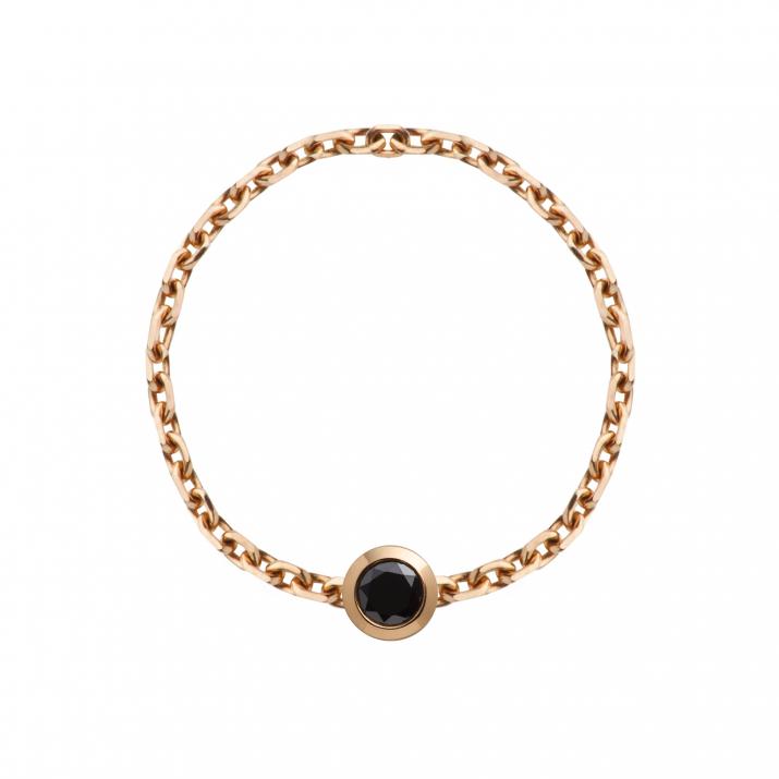 Chain Ring with 0.10ct Round Black Diamond in Rose Gold Bezel Setting - Redline - 0++