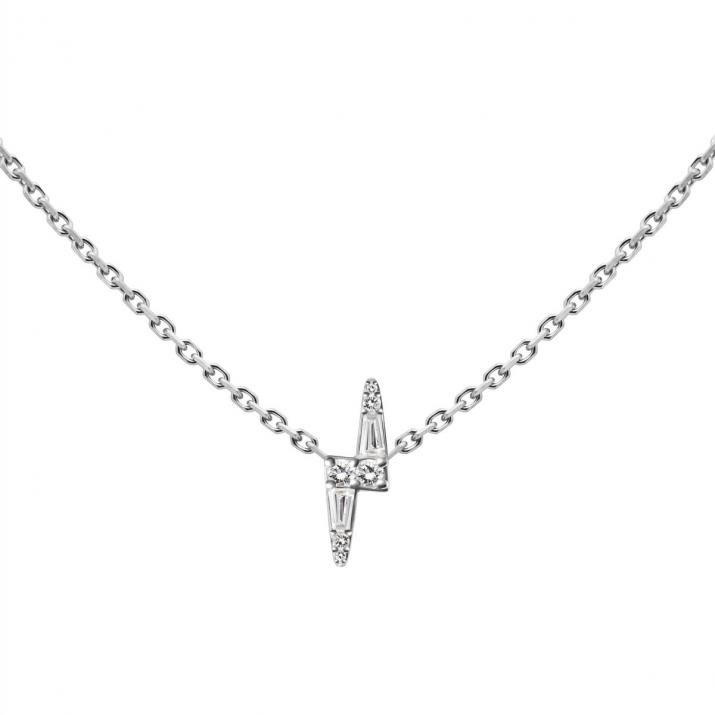 18Kホワイトゴールド チェーンネックレス ダイヤモンドの稲妻 0.07ct - Redline