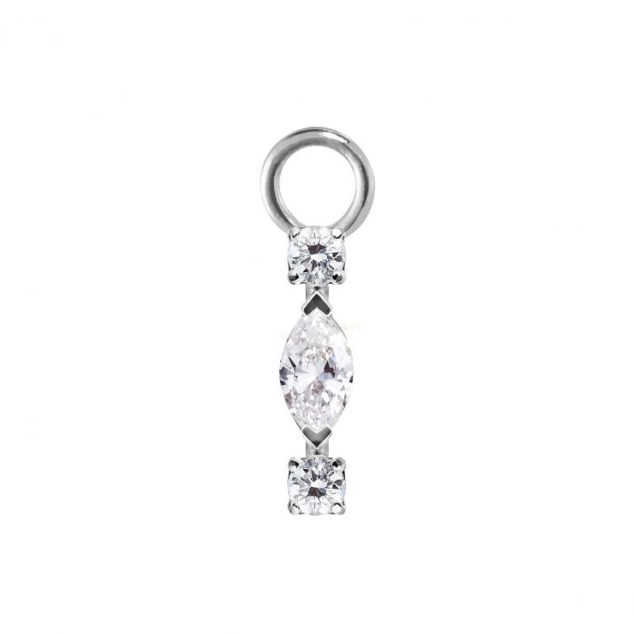 18Kホワイトゴールド ピアスチャーム マーキスとラウンドダイヤ0.12ct 片耳用 - Redline
