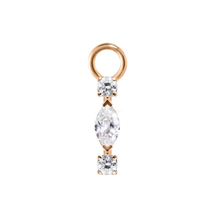 18Kローズゴールド ピアスチャーム マーキスとラウンドダイヤ0.12ct 片耳用 - Redline