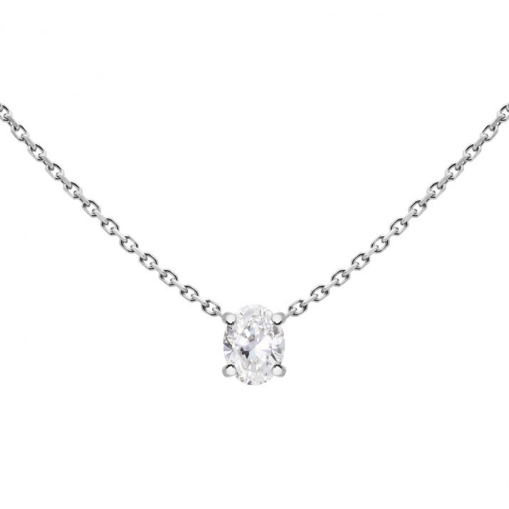 ホワイトゴールド オールチェーンネックレス 0.09カラット オーバルダイヤモンド - Redline