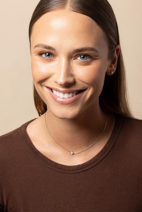 String and chain necklace with 0.1ct diamond in white gold bezel setting - Redline - 0++