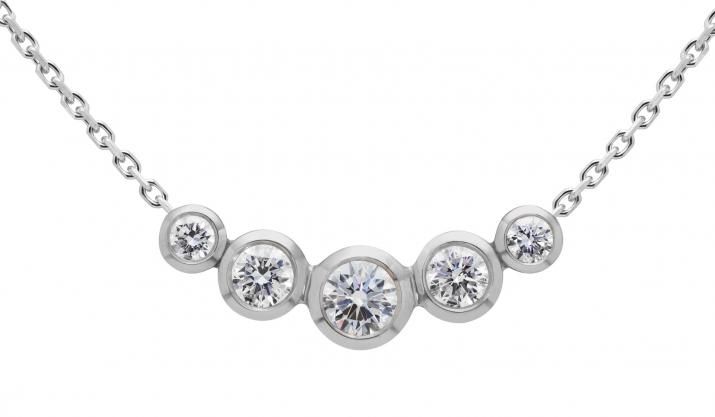 Chain necklace with 0.5ct diamonds in white gold bezel setting - Redline - 0++