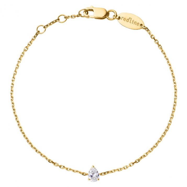 Chain bracelet with 0.1ct pear shaped diamond in yellow gold prong setting - Redline - 0++