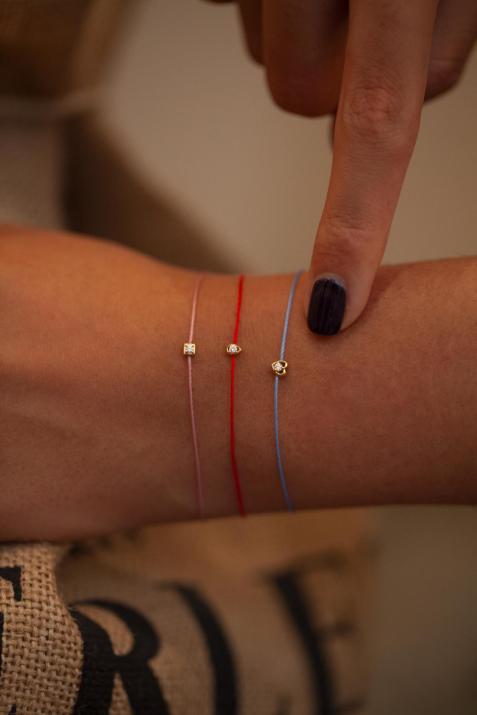 エイミーゴールドスクエアダイヤモンドストリングブレスレット - Redline - 0++