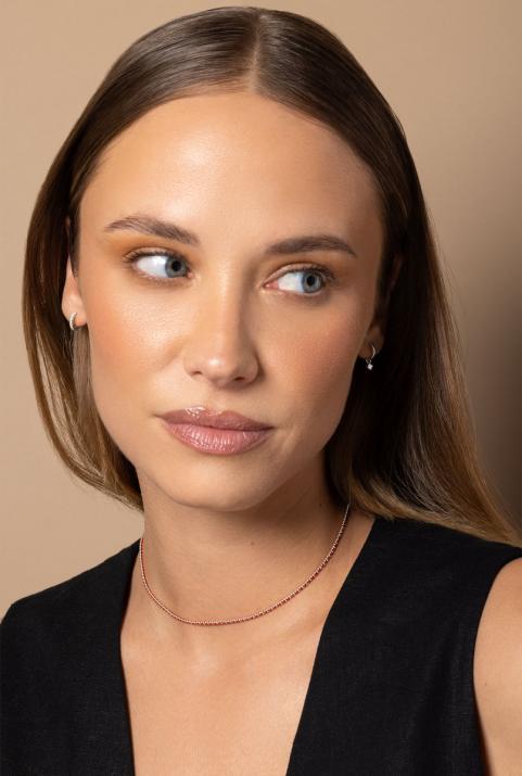 Entwined string and chain choker necklace in white gold - Redline - 0++