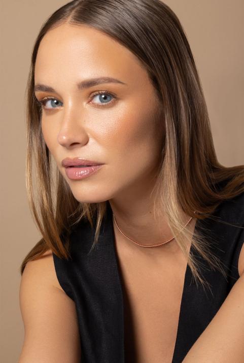 Entwined string and chain choker necklace in white gold - Redline - 0++