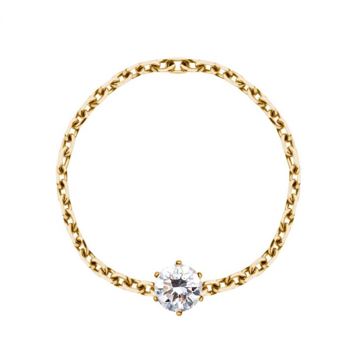 0.10カラットアブソルイエローゴールドプロングセットリングチェーン - Redline - 0++