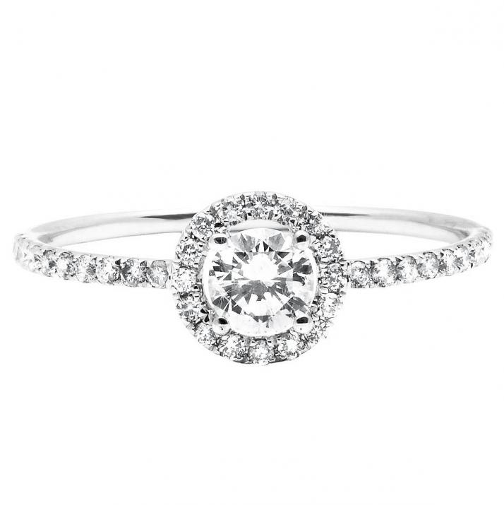 Ring band with 0.47ct diamond in white gold prong setting - Redline - 0++