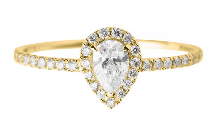 Ring band with 0.43ct diamonds in yellow gold prong setting - Redline - 0++