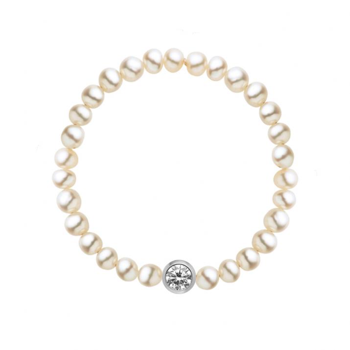 String ring with small freshwater pearls and 0.05ct diamond in white gold bezel setting - Redline - 0++