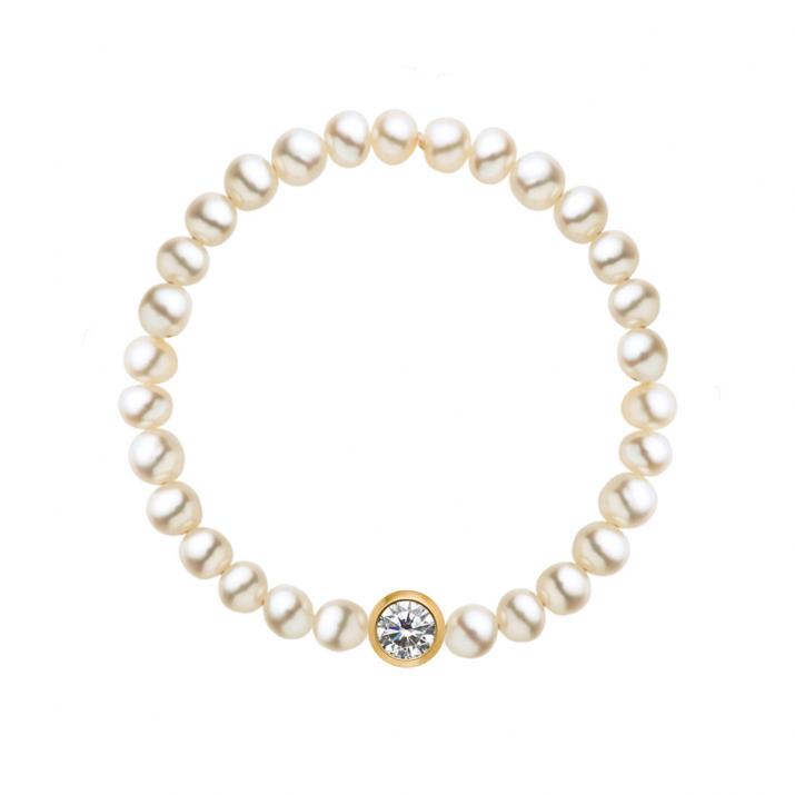String ring with small freshwater pearls and 0.05ct diamond in yellow gold bezel setting - Redline - 0++