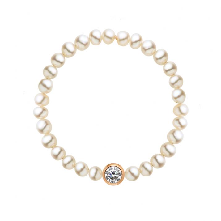 String ring with small freshwater pearls and 0.05ct diamond in rose gold bezel setting - Redline - 0++