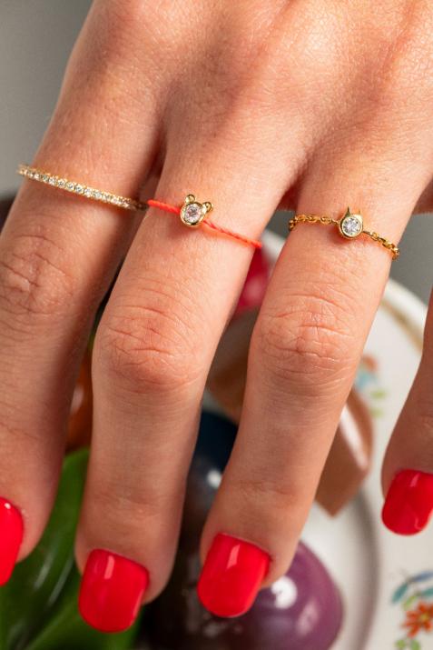 ミニピュアキャットゴールドチェーンリング - Redline - 0++