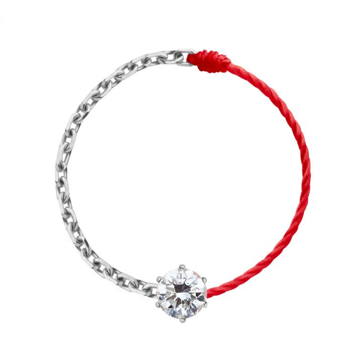 アブソルホワイトゴールドハーフロープハーフチェーンリング - Redline - 0++