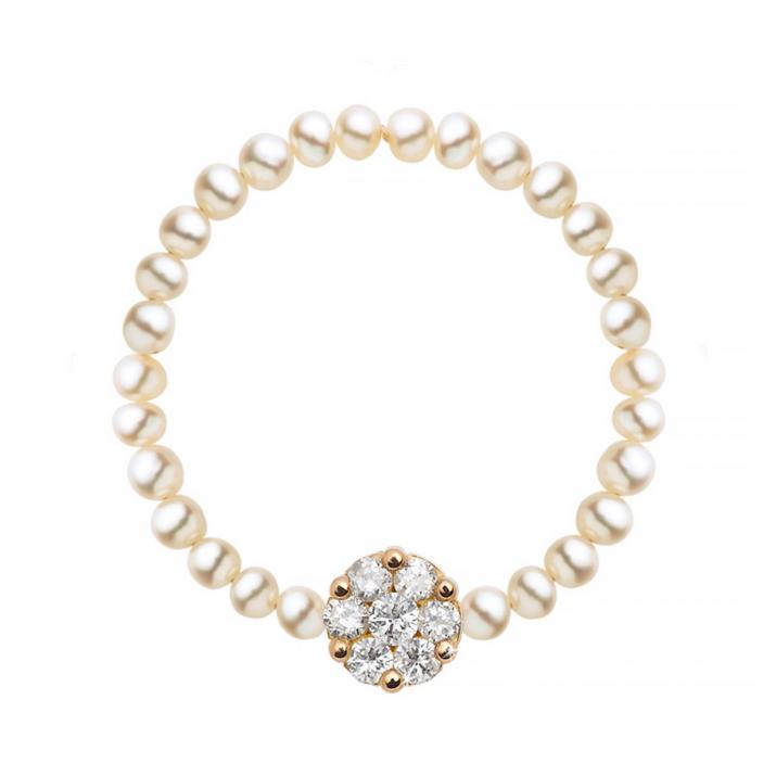 Diamonds and pearls ring in rose gold prong setting - Redline - 0++
