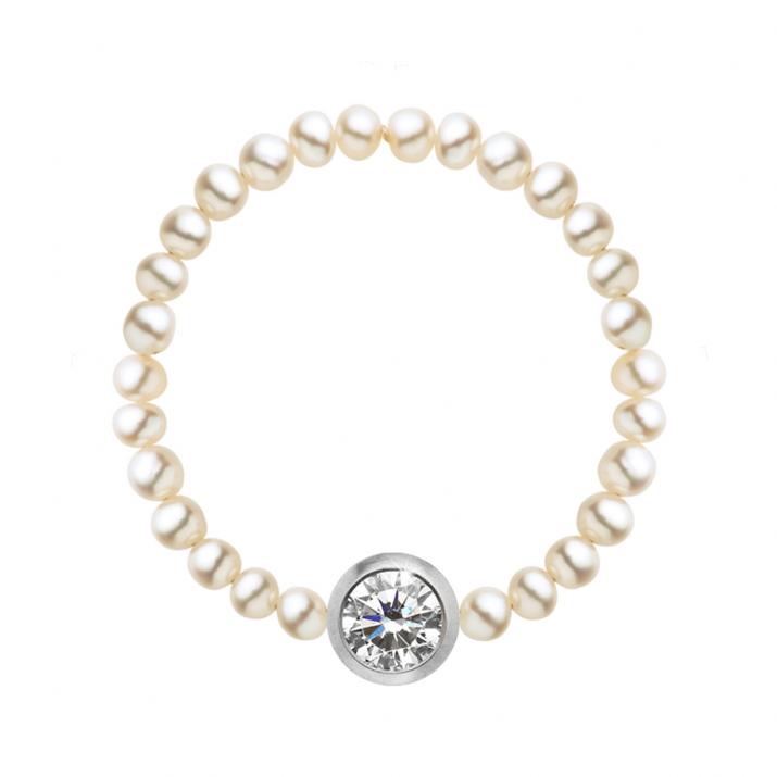 String ring with small freshwater pearls and 0.1ct diamond in white gold bezel setting - Redline - 0++