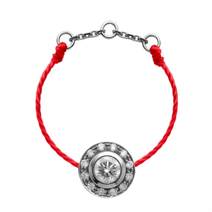 String ring with 0.26ct diamonds in black gold bezel setting - Redline - 0++