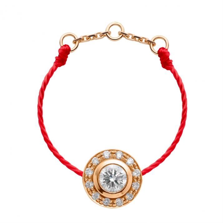 String ring with 0.26ct diamonds in rose gold bezel setting - Redline - 0++