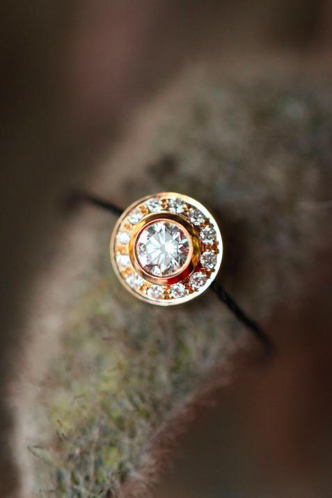 String ring with 0.26ct diamonds in yellow gold bezel setting - Redline - 0++