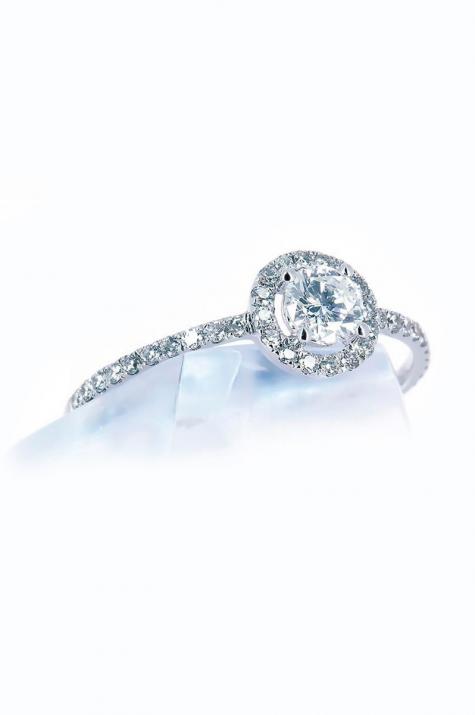 Ring band with 0.47ct diamond in white gold prong setting - Redline - 0++