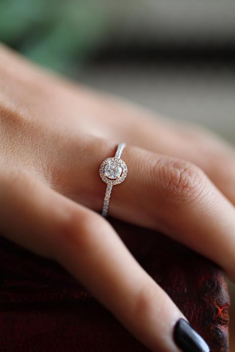 ボーレーヴ0.47カラットラウンドダイヤモンドローズゴールドリング - Redline - 0++