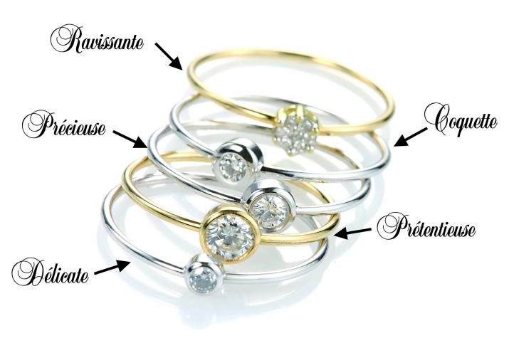 Bangle Ring with 0.05ct Round Diamond in Yellow Gold Bezel Setting - Redline - 0++