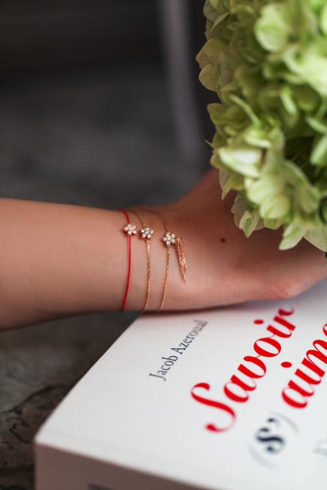 White gold tassel chain bracelet with diamonds on a star - Redline - 0++