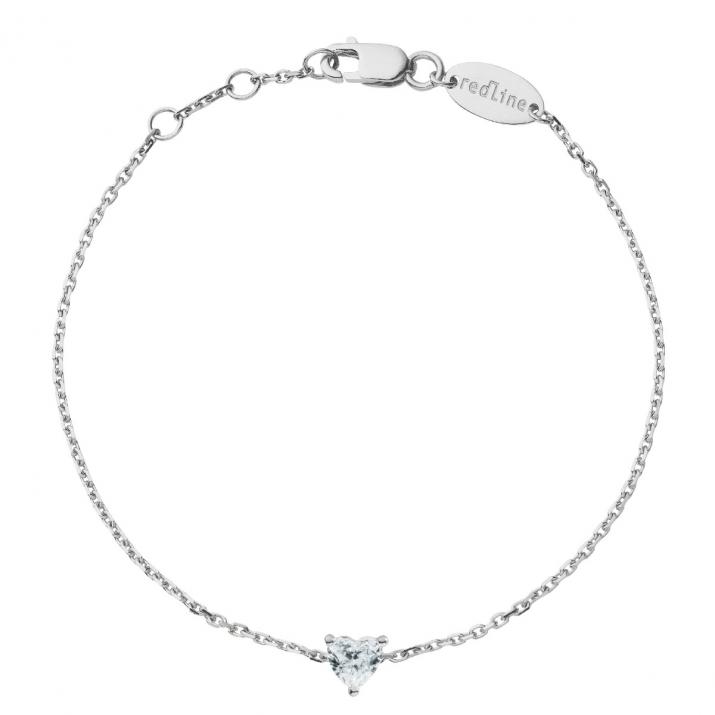 Chain bracelet with 0.1ct heart shaped diamond in white gold prong setting - Redline - 0++