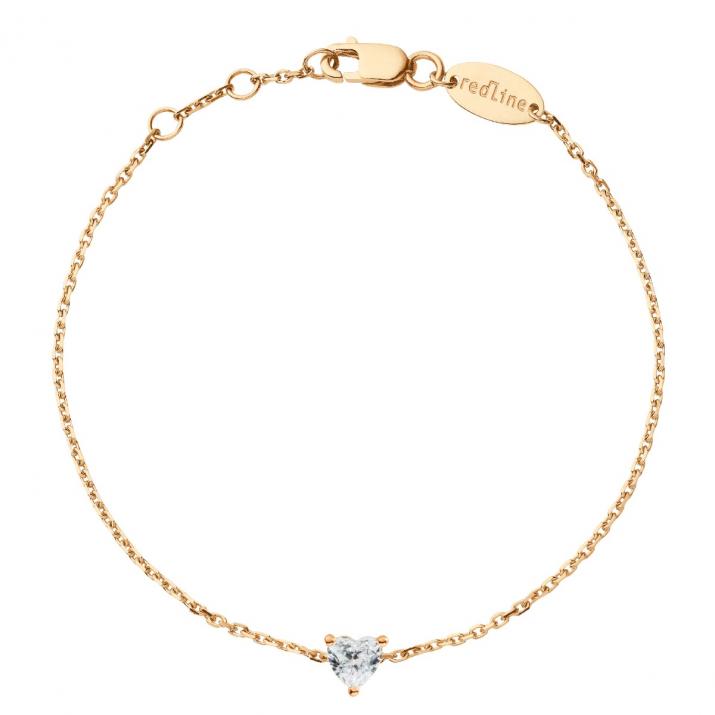 Chain bracelet with 0.1ct heart shaped diamond in rose gold prong setting - Redline - 0++