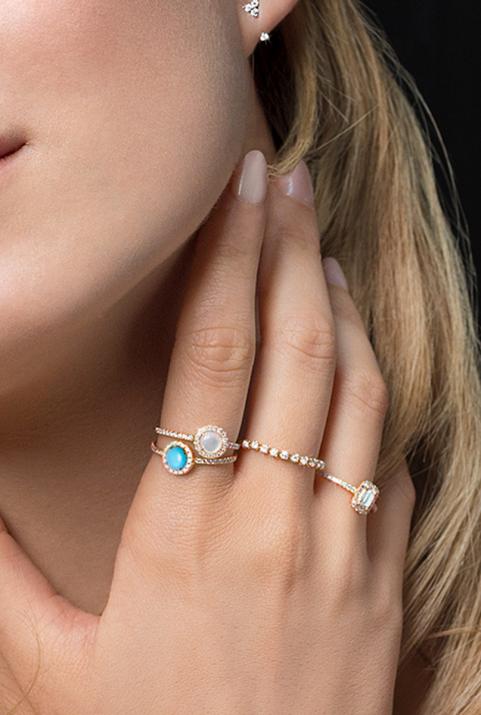 マザーオブパールローズゴールドレインダイヤモンドリング - Redline - 0++